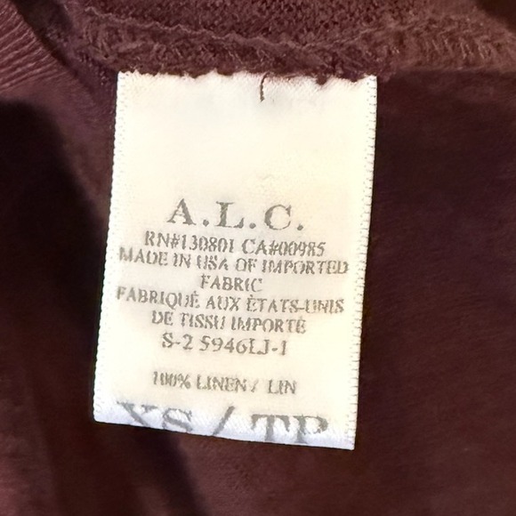 A.L.C.‎ Burgundy Linen Tank Top Sleeveless Pocket Casual XS - Picture 4 of 5